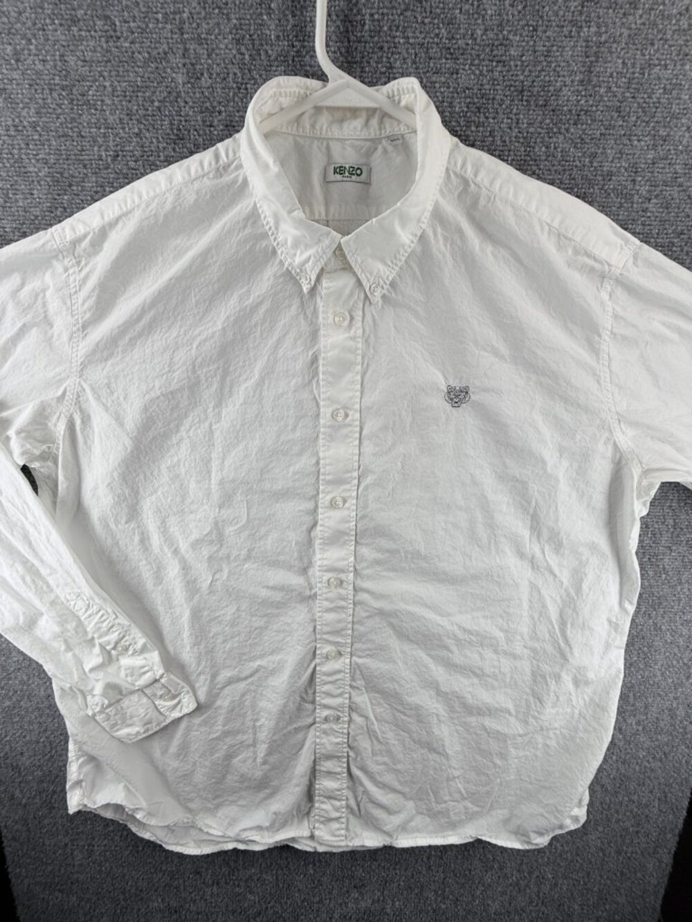 Kenzo Graphic Print Button-Down Paris 2XL All Cotton Mens White Shirt Streetwear